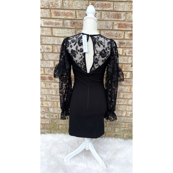 NWT Topshop Illusion Lace Yoke Long Sleeve Bodycon Dress - Picture 6 of 9